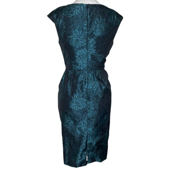 Jessica Howard Women's Metallic Blue Floral Print Jacquard Evening Dress 6P - Picture 3 of 13